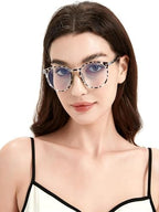 Blue Light Blocking Glasses for Women and Men, Round Frame Computer Gaming Anti Eyestrain & UV Glare RF6213 (Leopard)