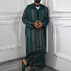 RTTUIOP Thobe For Men Long Sleeve Kaftan Muslim Men Clothing Islamic Caftans Ethnic Kurta Prayer Ramadan Thobe Robes