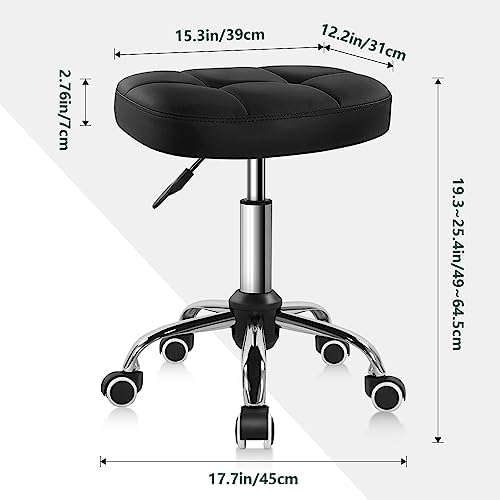 Black Minimalist Swivel Stool with Wheel Perfect for Work SPA Shop Massage Height-Adjustable and Cost-Effective Rolling Stool Chair with Square Seat
