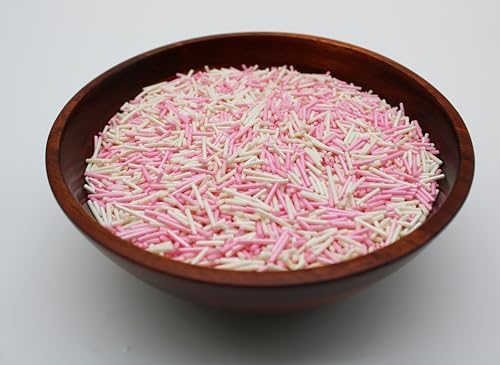 Baby Shower Sprinkles Pink & White Colored BULK Jimmies 1 POUND-Edible Cake Cupcakes Dessert & Ice Cream Topping-For Gender Reveal Parties