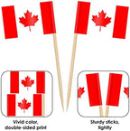 AhfuLife Canada Flag Toothpick Flags Picks, 100 Pcs Small Tiny Canada Cupcake Toppers Stick Flags Double-sided for World Cup, National Day, Birthday Party Decorations, Cake Flags