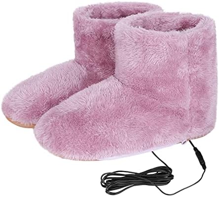 Haozaikeji USB Heated Slippers Electric Foot Warmer Heated Boots Warm House Shoes for Women Men