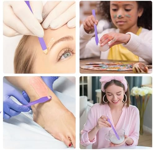4 Pack Eyebrow Wax Sticks Non-Stick Wax Spatula Silicone Eyebrow Wax Stick Waxing Applicator Reusable Hard Wax Sticks For Home Salon Body Use Purple