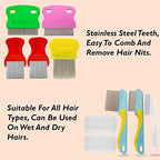 10 Pcs Lice Combs, Steel Teeth Double Sided Fine Tooth Hair Flea Comb, Removal Dandruff Louse Nit Grooming Tool for Head Treatment Pets Kids Adults