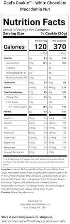 Cael's Cookie™ White Chocolate Macadamia Nut — Soft-Baked Protein Cookie, 9g Plant-Based Protein, 550mg Omega-3 DHA, Organic Kamut® Flour, No Refined Sugar, Dairy-Free, Soy-Free, Non-GMO (6 Cookies Per Box)
