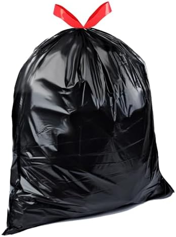 Amazon Basics 39 Gallon Lawn & Leaf Heavy Duty Drawstring Trash Bags, 20% Post Consumer Recycled, 40 Count, Black