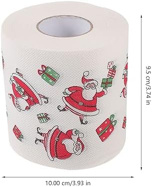 HEALLILY 5 Rolls Merry Christmas Toilet Paper Santa Claus Funny Gag Gift Christmas Tree Toilet Tissue for Stocking Stuffers Party Favors