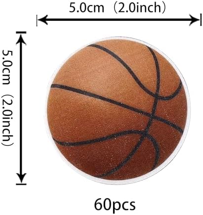 60 Pack Edible Basketball Cupcake Toppers Wafer Paper Edible Sports Balls Cake Picks for Basketball Theme Baby Shower Kids Birthday Party Cake Decorations Supplies