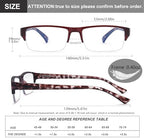 EYEURL 4-Pack Half Frame Blue Light Reading Glasses for Men Rectangle Semi Rimless Readers for Women Spring Hinge Eyeglasses
