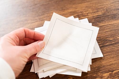 Five Star Cotton Cocktail Napkins, Beverage & Party Napkins - 4" x 4" Single Use (25 pack) White