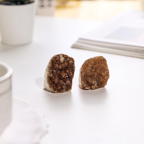 Sportmusies Natural Citrine Crystal Cluster Mineral Specimen Home Decoration, Irregular-Shaped Raw Stone for Fengshui Healing Meditation, 1.1-2.48 inches