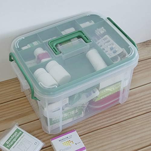 Large Family First-Aid Box, Clear Medicine Storage Box with Tray