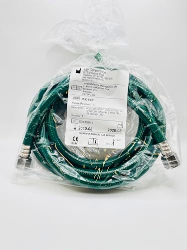 O2-Oxygen Hose-25531-001, Color-Green, 3 Meters or 118", DISS Female X Diss Female X Diss. Clean for medical use.