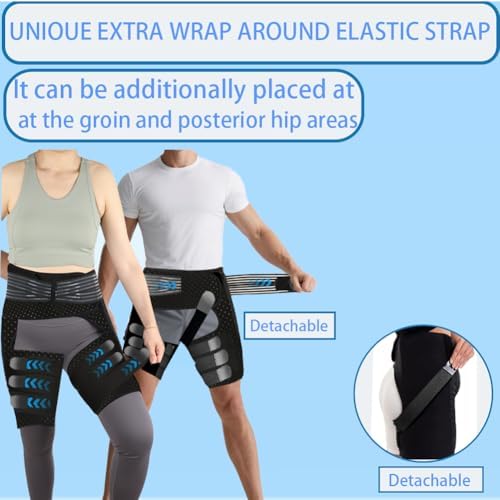 Adjustable Hip & Thigh Compression Sleeve for Men Women - Breathive Sport Wrap for Gym, Running, Workout ﻿ (1, Large)