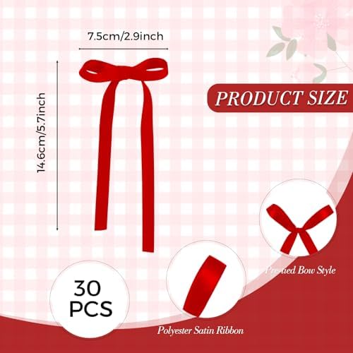 30 Pack Bow Cake Toppers Red Ribbons Bows for Cake Coquette Themed Bow Cupcake Toppers Red Bow Party Decoration for Birthday, Wedding, Baby Shower, Bachelorette, Graduation Party Supplies