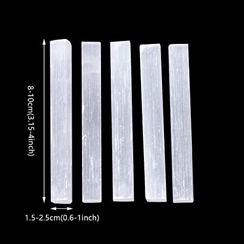 Tayfremn 12 Pieces Selenite Crystal Sticks Natural Selenite Crystal Wands 4 Inches Selenite Sticks White Raw Rough Crystals Wand for Healing Energy Drawing