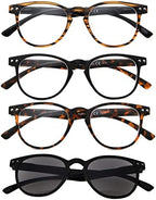 Eyekepper 4-Pack Round Full Coverage Ultrathin Flex Frame Reading Glasses Sunshine Readers +2.50