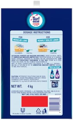 Surf Excel Matic Top Load Detergent Powder, 3 Kg + 1 kg Free