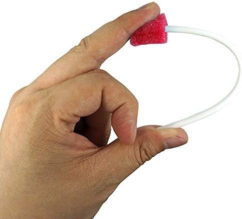 Disposable Oral Foam Swab with Mint Flavored, Individually Wrapped, Red, Box of 50 Counts