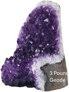 Natural Amethyst Cluster with Polished Edges [3 to 3.5 lb.] Real Raw Large Geode Healing Crystal Rock from Uruguay, Deep Purple Decor and a FREE Velvet Pouch of Rose Quartz