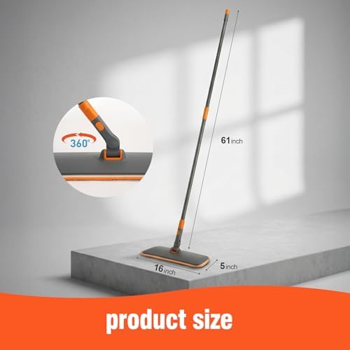 CLEANHOME 2-in-1 Wet Dry Flat Microfiber Mop for Hardwood Floors-Reusable Washable Pads, Telescoping Long Handle Floor Cleaner for Tile Laminate, Pet Hair Removal, Car Detailing & Window Cleaning