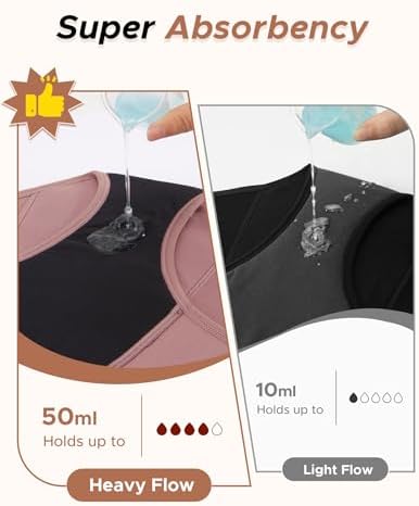 INNERSY Period Underwear for Women Plus Size Heavy Flow Leak-proof Menstrual High Waisted Absorbent Panties 3-Pack