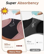 INNERSY Period Underwear for Women Plus Size Heavy Flow Leak-proof Menstrual High Waisted Absorbent Panties 3-Pack