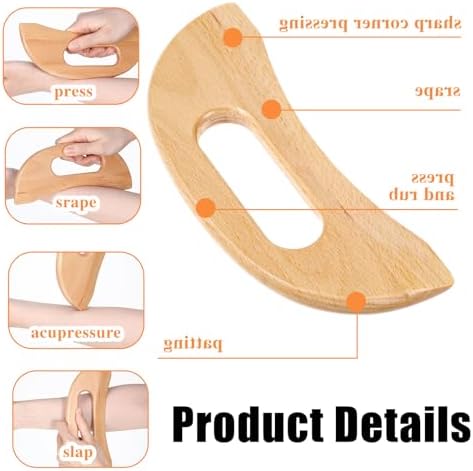 2Pcs Wood Body Gua Sha Tool, Wooden Therapy Massage Tools for Neck Back Face Leg Facial, Wood Lymphatic Massage Tools, Maderoterapia Kit for Relieve Muscle Fatigue, Body Contouring Shaping
