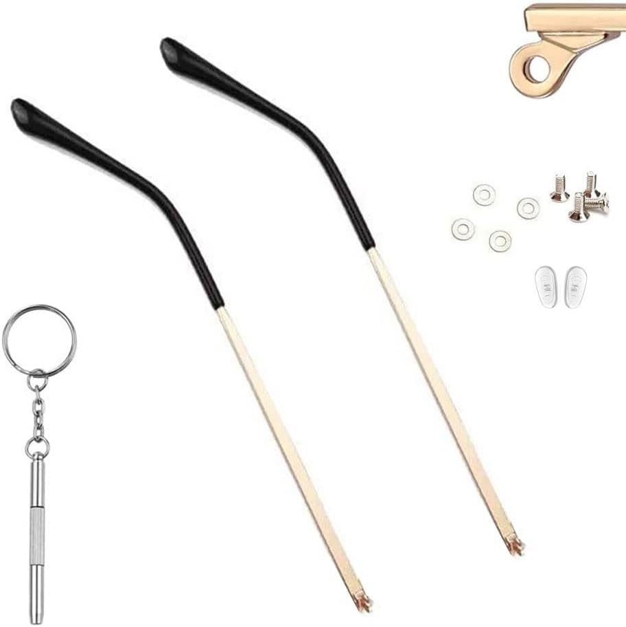 Metal Glasses Replacement Temple Eyeglass Arms Legs Glasses Repair Kit Universal with Screws Screwdriver