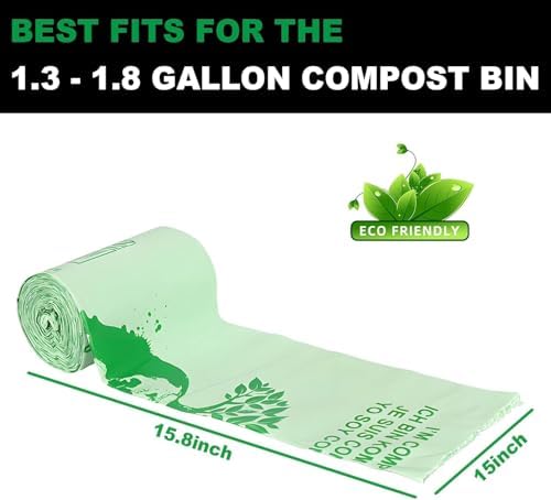 8 Liter Kitchen Food Scrap Waste Bags for Compost，50 Count，Handle Tie Compostable Food Scrap Bags For Counter Top Compost Bin