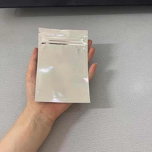 100 Pack Small Resealable Mylar Bags 3.54x5.1 inch Heat Seal Silver Aluminum Foil Bags Zipper Lock Mylar Food Storage Pouch for Coffee Tea Travel Sample Packaging Bags wth Tear Notch Reusable