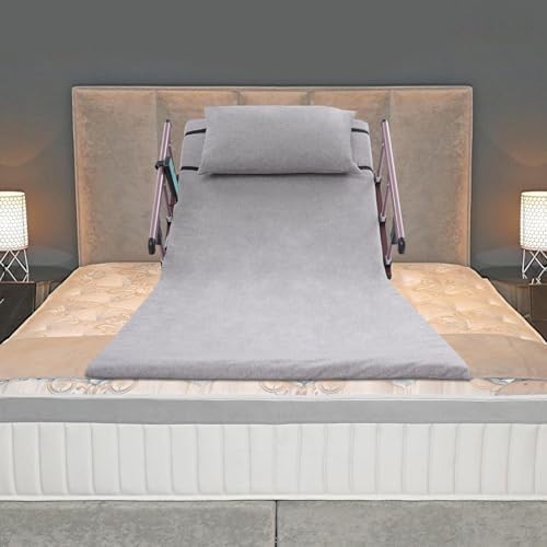 Electric Lifting Bed Backrest, Portable Medical Pillow Lifter with Remote Control, Folding Guardrail, Long Mat, 661lbs Capacity, 2-80° Adjustable Back Rest for Bed Sitting (Gray)