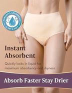 AIRCUTE Washable Urinary Incontinence Underwear for Women Absorbent Seamless High Waist Leak Protective Panty 3 Pack