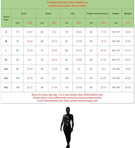 Women's Wetlook Full Body PVC Leather Catsuit Zipper Crotch Bodysuit Clubwear Attached Gloves