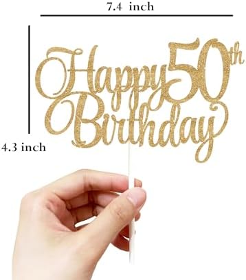 50th birthday decorations For Women, 50 cake topper, 50th Birthday Cake Toppers Gold Glitter, 50th Birthday Cake Topper, 50 Decorations for Cake