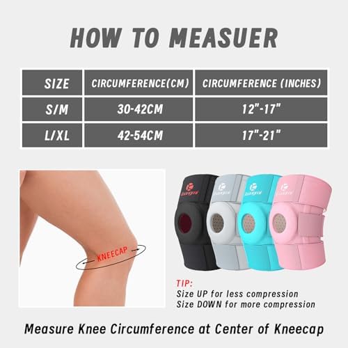 Kuangmi Knee Brace with Side Stabilizers & Patella Gel Pad,Adjustable Compression Knee Support with Arthritis Relief,Injury Recovery,Running,Weightlifting,Climbing(Blue,2-Springs,L/XL