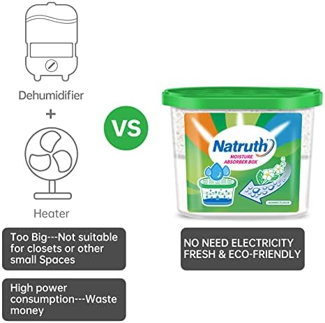 NATRUTH Moisture Absorber boxes, Jasmine 800ml(6 PACKS)*12.5OZ Closet Dehumidifier, Eradicate Odor Moisture Absorbers Bucket, Humidity Absorber,Dehumidifier for Closet,Bathrooms, Kitchen & Boats