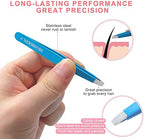 Eyebrows Tweezers Set, 4Pcs Stainless Steel Tweezers for Women with Travel Case, Great Precision for Ingrown Hair, Facial Hair and Splinter Removal