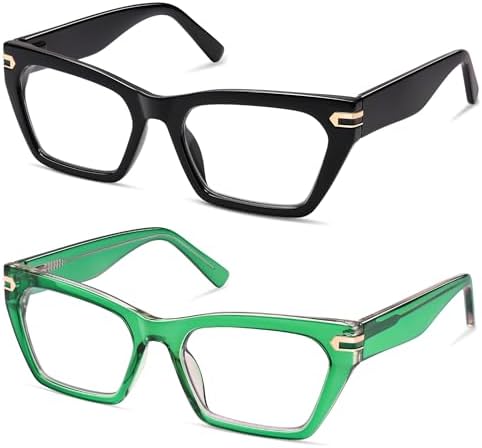 AMOMOMA Oversized Cat eye Reading Glasses for Women,Men,Men Blue Light Blocking Computer Readers Spring hinge AM6148