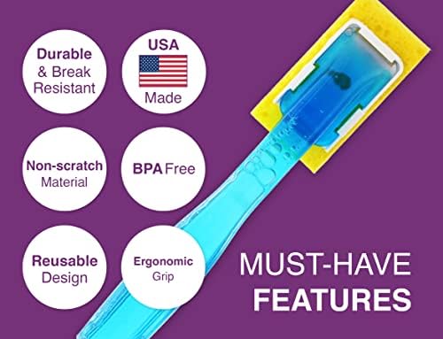 Arrow Home Products Dish Sponge with Soap Dispenser Handle - Fillable Dish Wand for Quick, Convenient Cleaning - Made in the USA - Easy to Refill, Built-In Scrubber, Ideal for Dishes and Pans