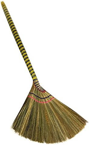 Choi Bong Co Vietnam Hand Made Straw Soft Broom with Colored Handle 12" Head Width, 40" Overall Length -1pc