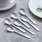 Demitasse Espresso Spoons, Stainless Steel Satin Finish Coffee Spoons, Mini Teaspoons, Sugar Spoons, 4.7-inch, Set of 6, Silver, 6-PIECE, 1