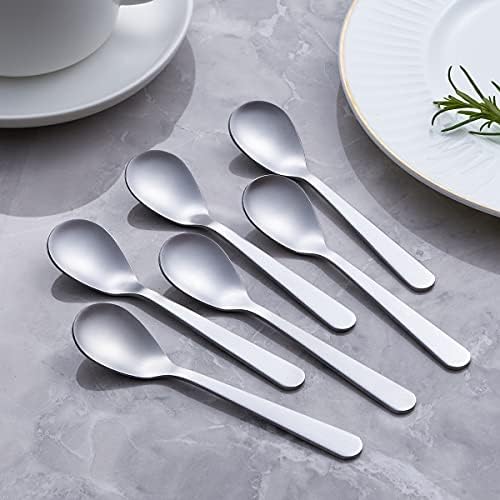 Demitasse Espresso Spoons, Stainless Steel Satin Finish Coffee Spoons, Mini Teaspoons, Sugar Spoons, 4.7-inch, Set of 6, Silver, 6-PIECE, 1