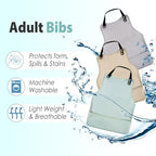 Leekalos 3 Pack Large Adult Bibs, Adjustable Reusable Waterproof Washable Dining Clothing Protector with Crumb Catcher