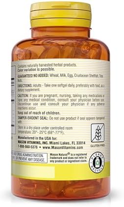 MASON NATURAL Flaxseed Oil 1000mg – Omega 3-6-9 Softgels for Heart Health – Cold-Pressed Whole Herb Supplement – Gluten-Free, Non-GMO, 100 Softgels