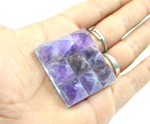 Jet Lovely Amethyst 9 Pyramid Plate A++ Chakra Power Protection Vastu Healing Feng Shui Energy Gift Success Progress Health Wealth Prosperity Good Luck Divine Vastu Defect Business