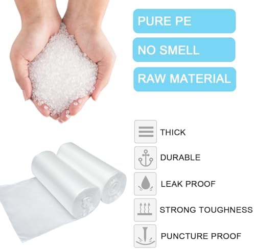 2 Gallon Small Plastic Trash Bags, 7.5 Liters Clear Wastebasket Liners Garbage Bags for Home, Office, Bathroom, 100 Counts