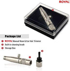 ROYAL [Made in Korea] Premium Manual Nose Hair Trimmer for Men Silver Bullet, Battery-Free, Stainless Steel Rotary Blade Grooming Tool, Waterproof, Safe & Painless with Patented Mechanism, ET-3