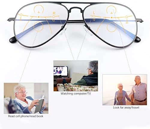 Photochromic Progressive Multifocus Reading Glasses UV Protect Sun Readers Anti Blue Light Sunglasses for Men Women