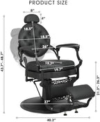 Artist hand Retro Barber Chair Heavy Duty Barber Chairs Vintage Salon Chair Hydraulic Recline Chair Square Cushioning Beauty Spa Styling Equipment (Classic Black)
